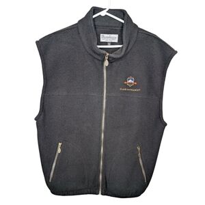 Vintage Whistler Black Fleece Gold Logo Embroidered Zip Up Vest Men's XL